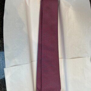 Hermes 100% Silk En Equilibre Mens Tie in Red with light blue pattern